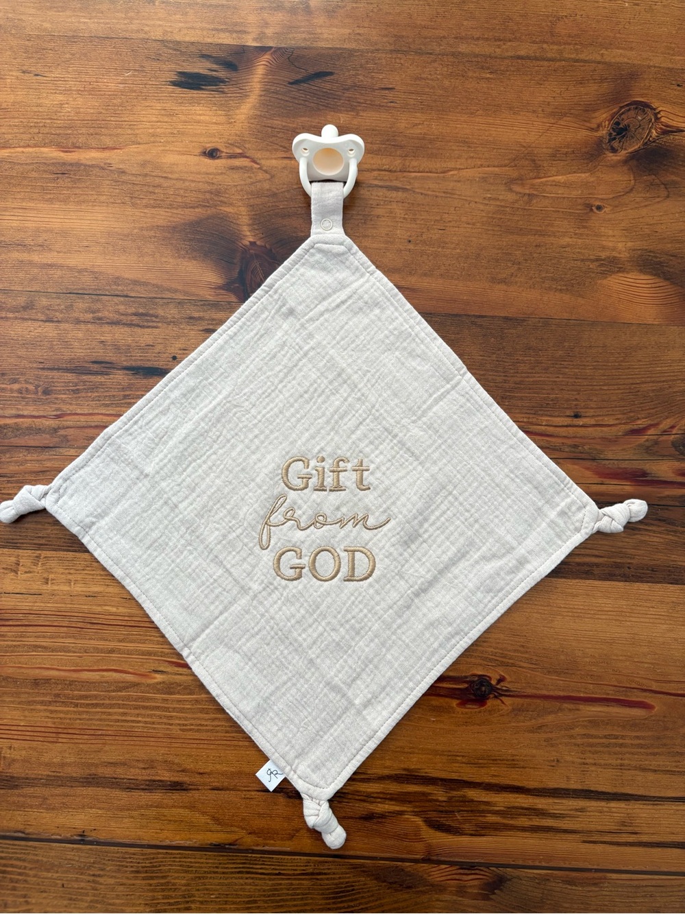 Neutral 'Gift from GOD' Muslin Lovey - Picture 2 of 3